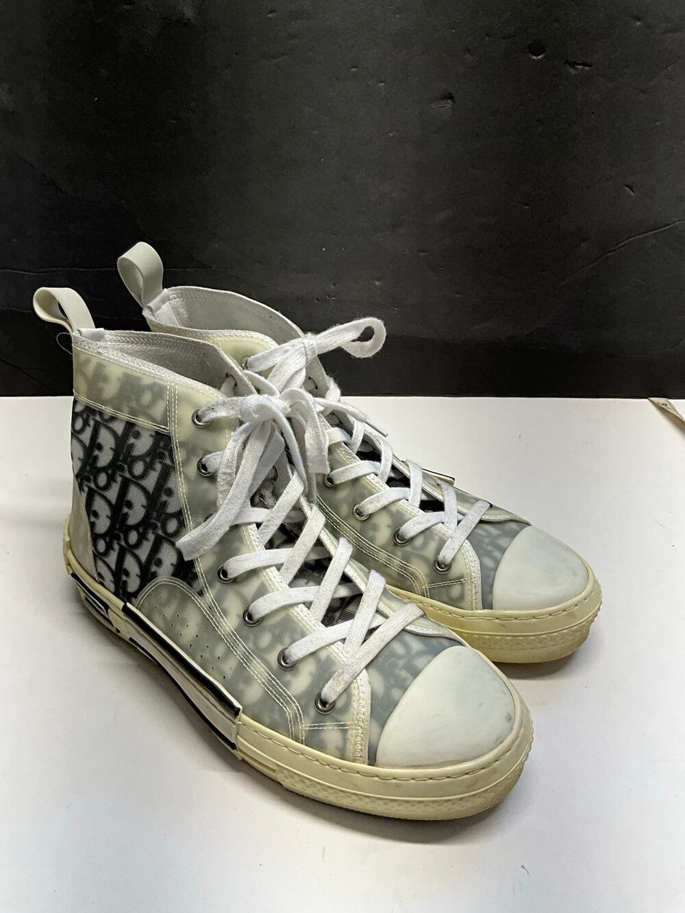 Dior B23 Size 41 Grey/Transperent Oblique Mesh and PVC High Top Sneakers